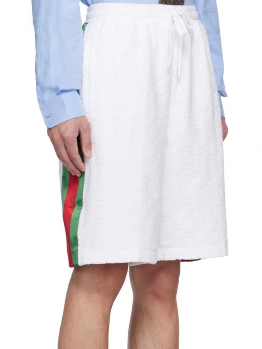 Men’s Gucci white GG embossed Terry cloth shorts. Size.S. Adjustable waist.